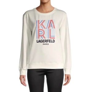 Karl Lagerfeld Women's Graphic Logo Cotton-blend Sweatshirt In Soft White